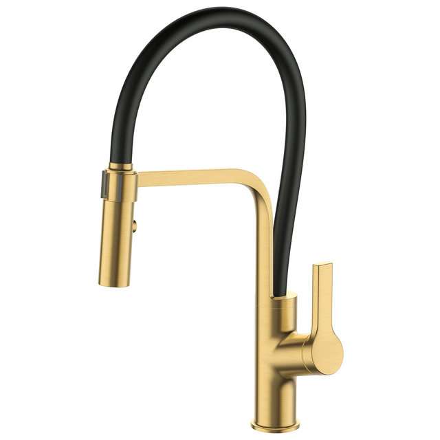 Grifo de cocina moderno de lat&oacute;n de un solo orificio, grifo de lavabo abatible fr&iacute;o y caliente con rociador ajustable chapado en plata