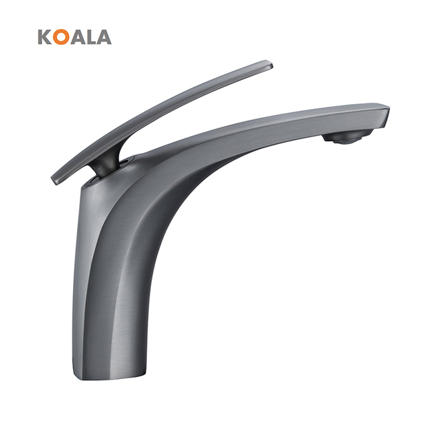 Rubinetti per lavabo monoforo in ottone dal design moderno a basso prezzo grigio pistola alla moda per il bagno