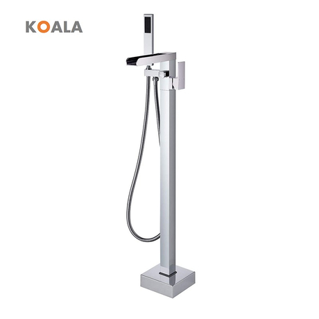 Elegante rubinetto per vasca da bagno indipendente con flusso a cascata quadrato in ottone