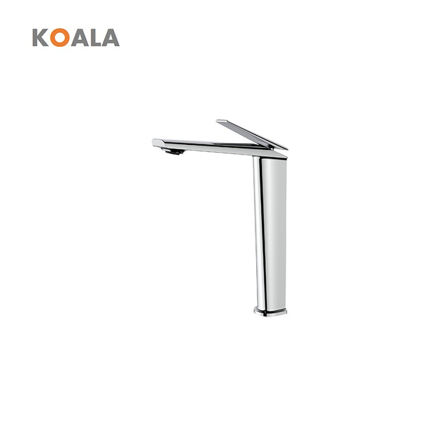 Rubinetto per lavabo da bagno con miscelatore acqua calda e fredda contemporanea in ottone dal design moderno e alla moda