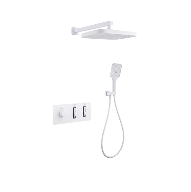 Sistema de ducha tipo lluvia de lujo con juego de grifo termost&aacute;tico de pared