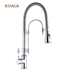 Grifos mezcladores de fregadero de agua purificada para cocina con pulverizador extra&iacute;ble, grifo montado en cubierta de lat&oacute;n, giratorio de 360 ​​grados, contempor&aacute;neo s&oacute;lido