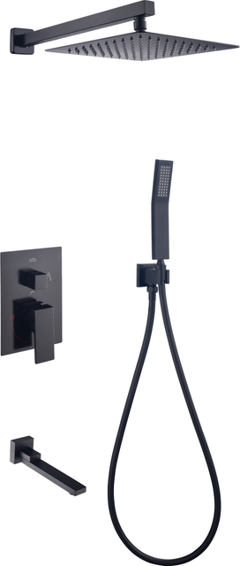 Sistema di rubinetti per doccia per doccia con montaggio a parete per bagno quadrato con bilanciamento della pressione in ottone cromato di fabbrica OEM