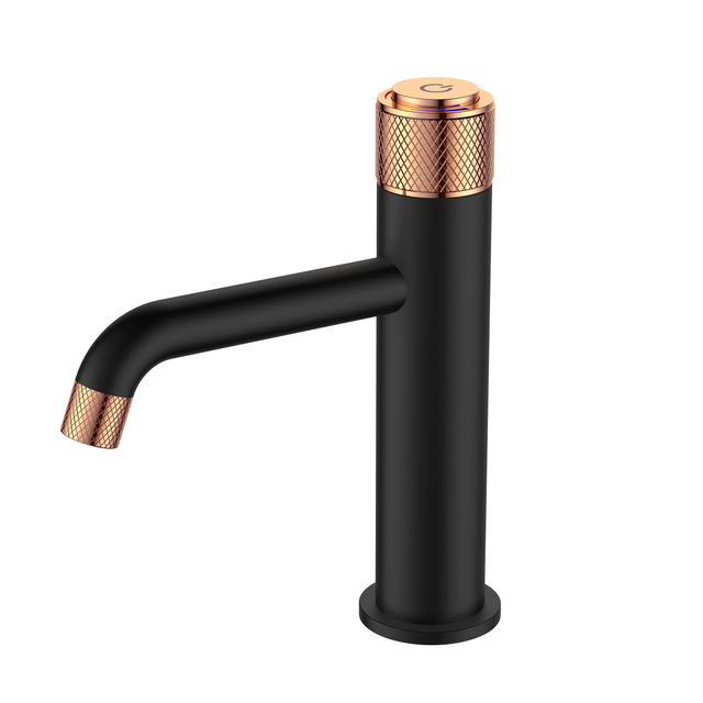 Gran oferta, grifo mezclador de agua para lavabo de agua fr&iacute;a y caliente con Control de temperatura constante para ba&ntilde;o de oro rosa negro, gran oferta