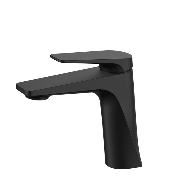 Grifo mezclador de lavabo de ba&ntilde;o negro mate moderno, mezclador de lavabo de lat&oacute;n con un solo mango, mezclador de agua fr&iacute;a y caliente