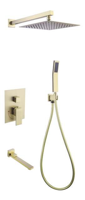 Sistema di rubinetti per doccia per doccia con montaggio a parete per bagno quadrato con bilanciamento della pressione in ottone cromato di fabbrica OEM